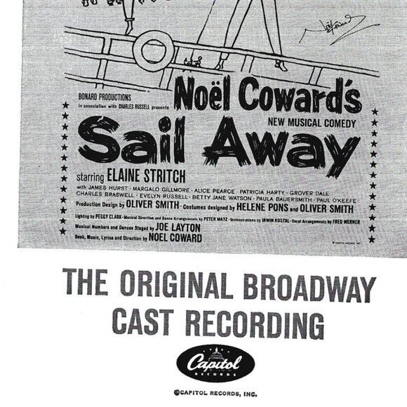 Noel Coward Sail Away Record ADVERTISMENT 1960s Vintage Print Ad 9 inch Tall - Picture 2 of 2